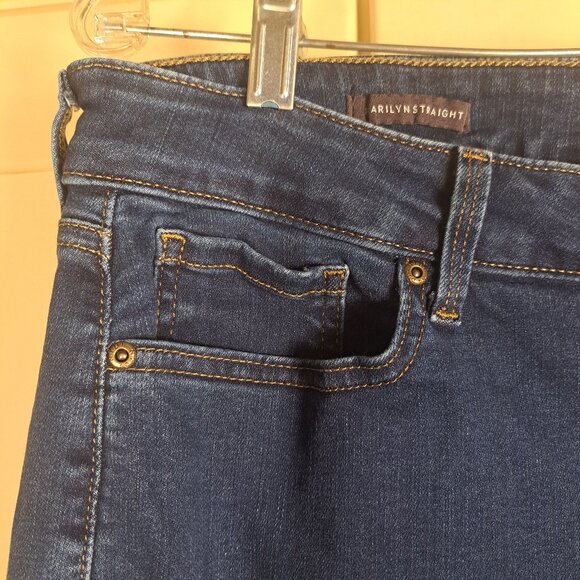 NYDJ Marilyn Straight Dark Wash Denim Jeans Size 12 - Picture 3 of 15